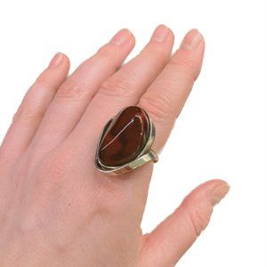 Amber and Sterling Silver Ring